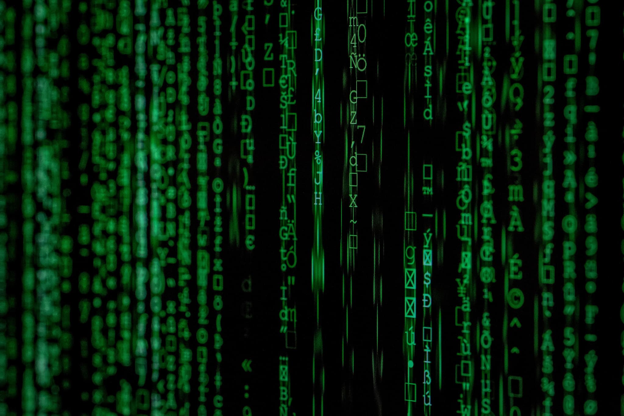 Digital code matrix representing cybersecurity